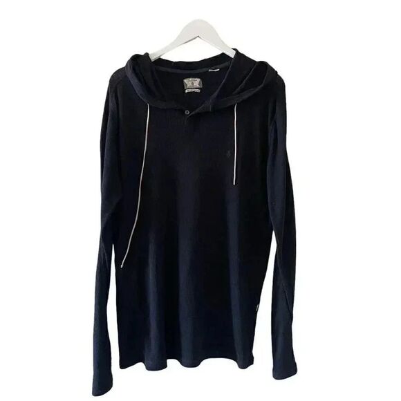 Volcom Cotton Black Long Sleeves Hooded Sweater Sporty Sz L #1541 - Picture 7 of 15